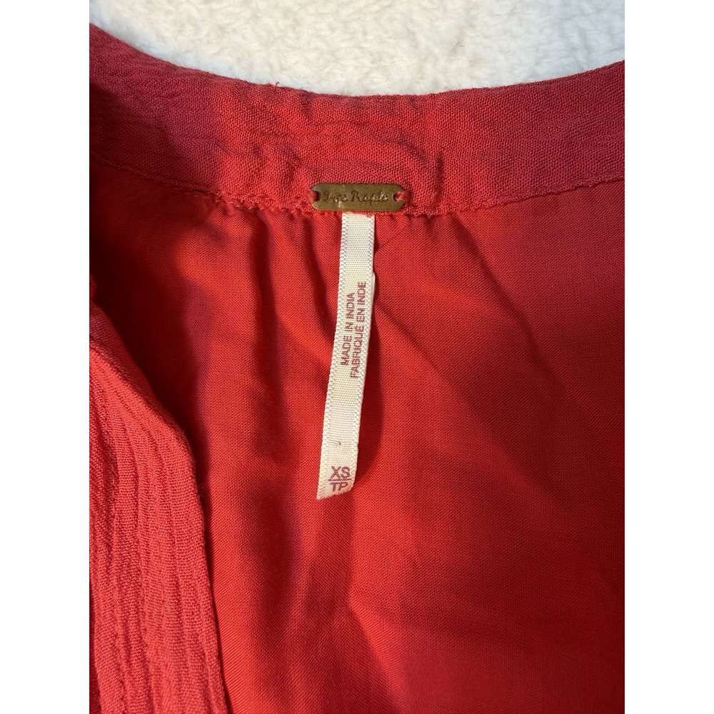 Free People Mia Gauze Floral‎ Embroidered Long Sleeve Mini Dress Size XS Red - Picture 9 of 11